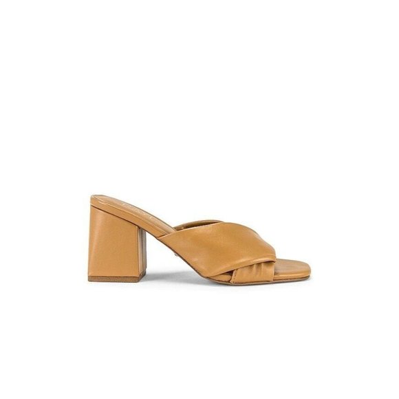 RAYE Tabby Heels Tan Brown Leather Slides Revolve 6 $158 - Picture 2 of 9
